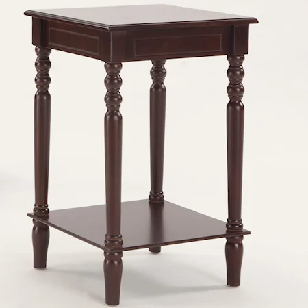 Leah Brown Chairside Table with Square Top and 1 Lower Shelf